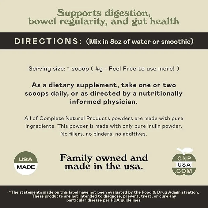 Pure Organic Inulin Powder Fiber Supplement 8oz Digestion