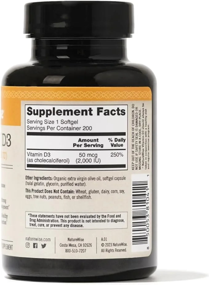 NatureWise Vitamin D3 2000iu (50 mcg) 200 Count