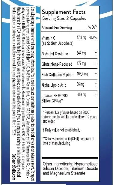 Bebella Gleam Probiotic Blend Skin Lightening 60 capsules
