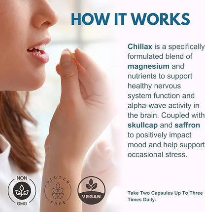 Life Happns Chillax, Calm Support Supplement, L Theanine, Magnesium, GABA and Saffron Supplements for Relaxation, Natural ...