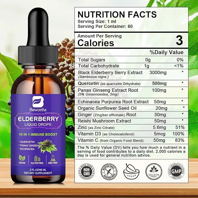 Elderberry Syrup | Black Elderberry Liquid D3 | 30 Servings