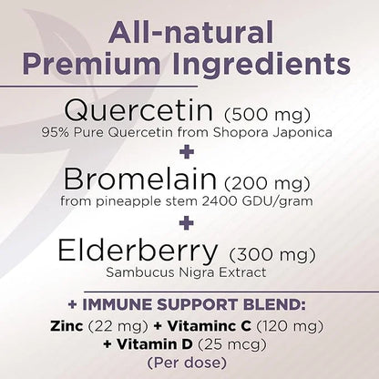 Quercetin with Vitamin C and Zinc 500mg - D3 - 6 in 1 Daily