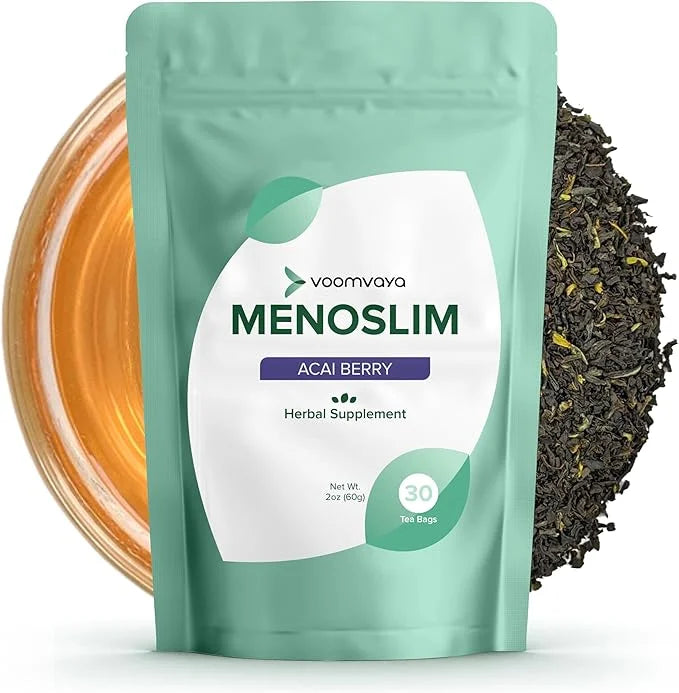 VoomVaya MenoSlim Tea - Hormone Balance Tea, Perimenopause & Estrogen Supplement for Women - for Bloating, Hot Flashes, Ni...