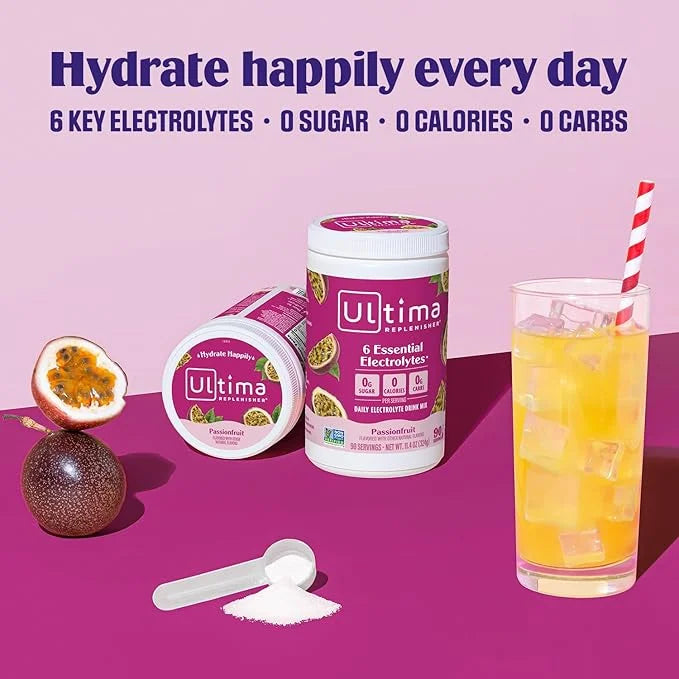 Ultima Replenisher Daily Electrolyte Powder Drink Mix – Passionfruit, 90 Servings – Hydration Powder with 6 Key Electrolyt...
