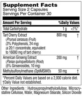 Tart Cherry Extract Capsules 16,000mg, MSM 60 Vegan