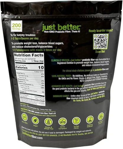 Prebiotic Fiber Supplement for a Healthy Gut 200 Servings
