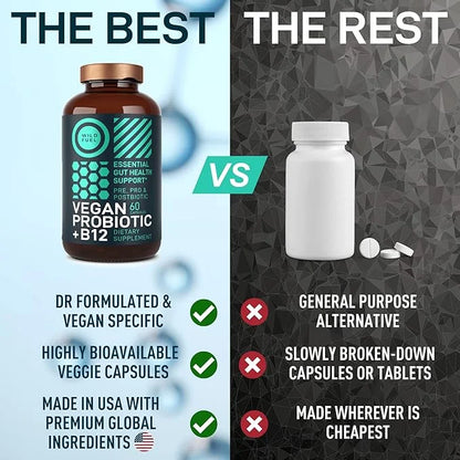 Vegan Probiotic Plus B12-22 Billion CFU B12 with 60 Gluten-Free