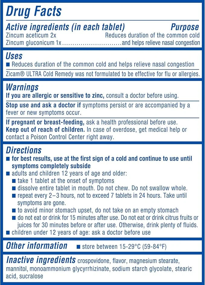 Zicam Ultra Cold Remedy Zinc Rapidmelts, Orange Cream Flavor, Homeopathic, Cold Shortening Medicine, Shortens Cold Duratio...