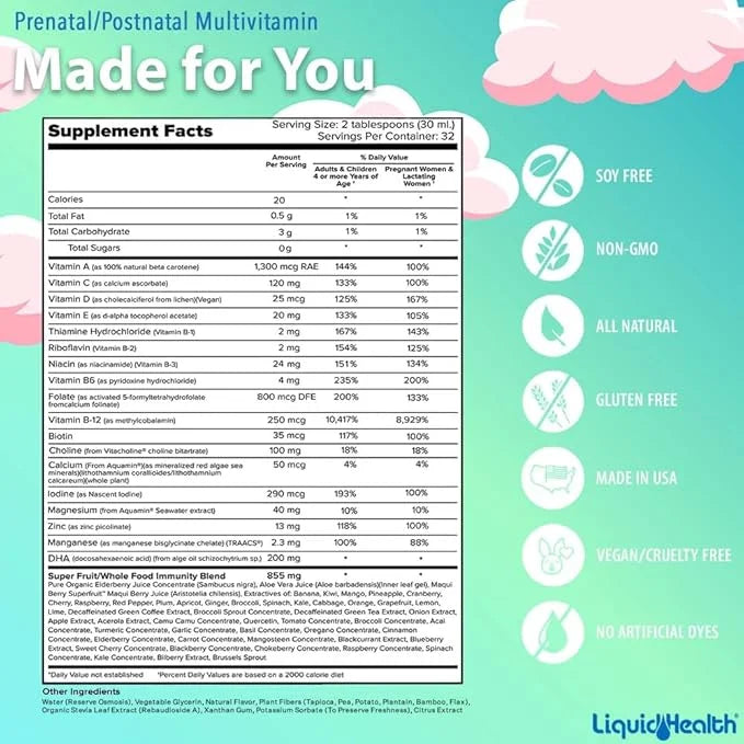 LIQUIDHEALTH Prenatal/Postnatal Multiple Liquid Women's Multivitamin (32 oz)