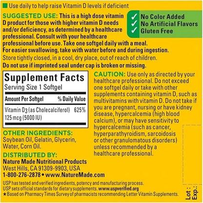 Nature Made Vitamin D-3 5000IU 220