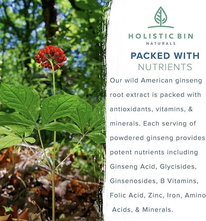 Wild American Ginseng Powder Pure Organic 20+ Year (25 grams)