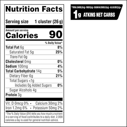 Atkins Keto Cookies & Crème Clusters, Gluten Free, High Fiber, Low Carb, Keto Friendly, 8 Count - Product Image