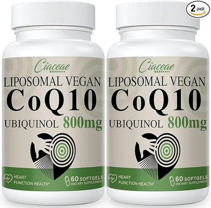 Liposomal CoQ10 800mg Ubiquinol Softgel, Max Q10, Ubiquinol CoQ10 Supplement CoQ10 800mg, 800mg, 120 120 Vegan