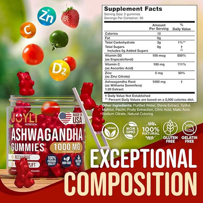 Ashwagandha Gummies for Women & Men 60 Vegan