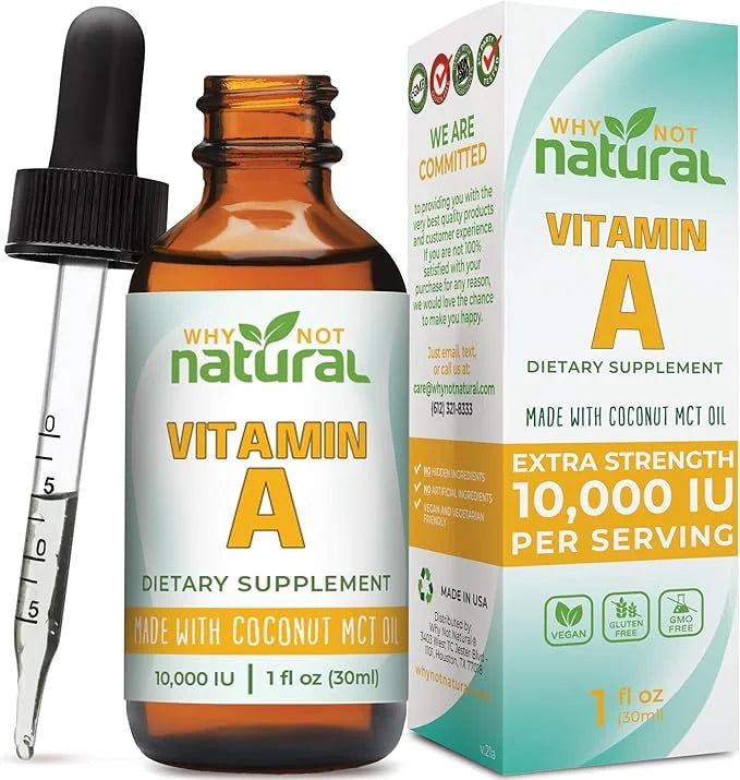 Why Not Natural Vitamin A Drops 10000 IU - Liquid retinyl Palmitate with Coconut MCT Oil, Vegan micellized VIT A Supplemen...