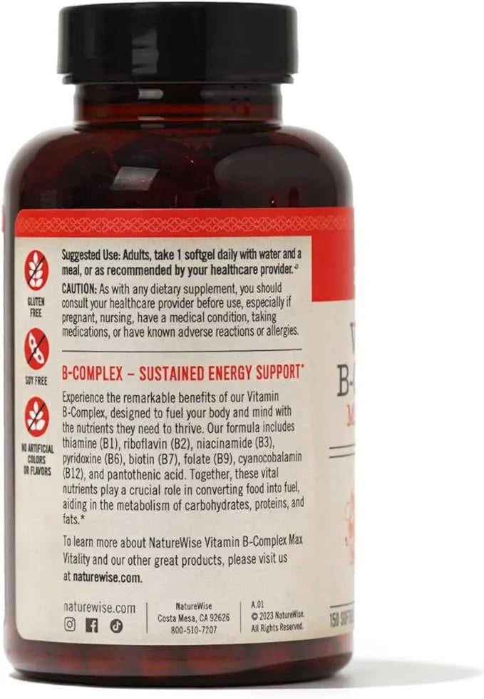 NatureWise Vitamin B Complex for Women B1 B2 B2 B3 B3 B6 B6 B12 B12 - 150 Softgels[5-Month Softgels[5-Month Supply]