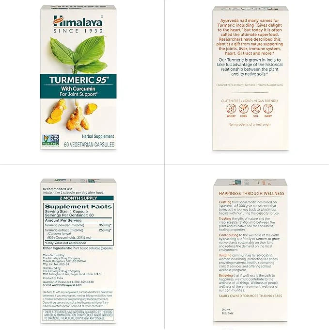 Himalaya Turmeric 95 Supplement with Curcumin/Curcuminoids, 600 mg, 60 Capsules, 2 Pack, 60 Day
