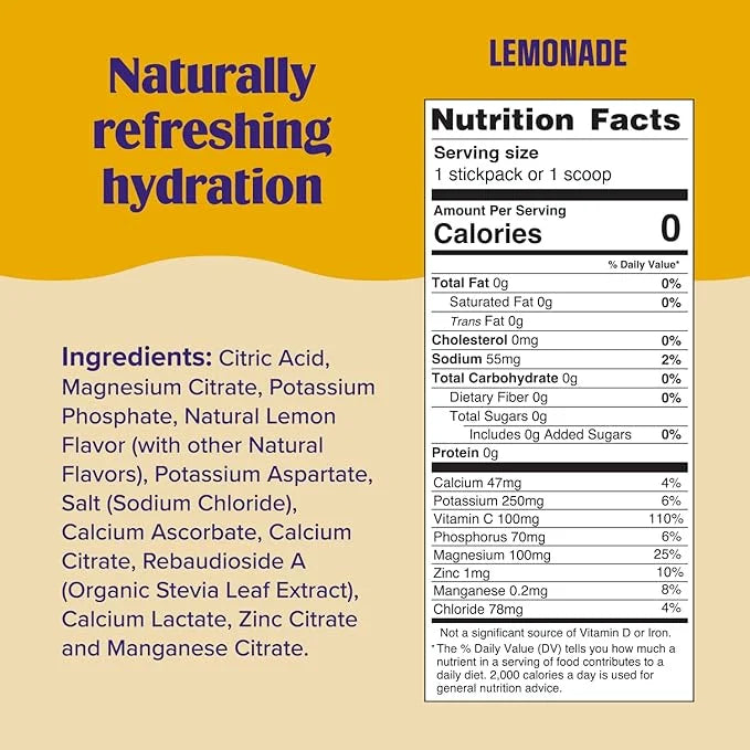Ultima Replenisher Daily Electrolyte Powder Drink Mix – Lemonade, 90 Servings – Hydration Powder with 6 Key Electrolytes a...