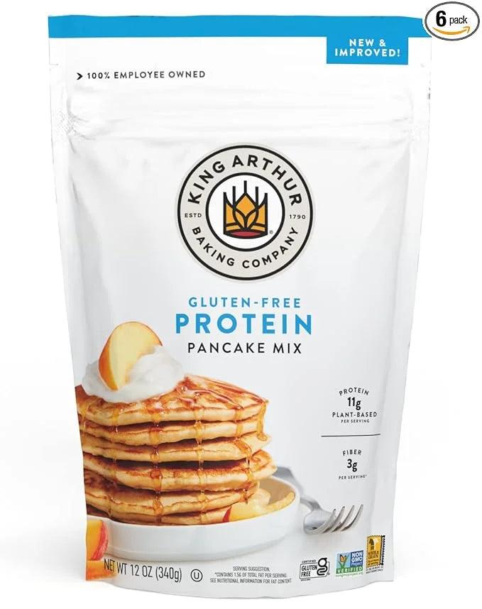 King Arthur Flour Gluten Free Protein Pancake Mix, Non-GMO Project Verified, No Sugar Added, Non-Dairy, 12 Oz (Pack of 6) ...