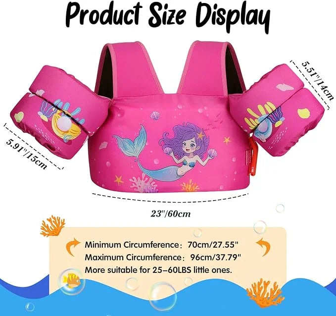 Moko Toddler Swim Vest for Kids, 20-50 lbs/22-66 lbs Clearance Swim Arm Band Cartoon Swimming Wings Pool Float Vests Sleev...