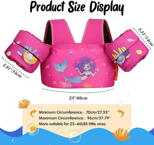 Moko Toddler Swim Vest for Kids, 20-50 lbs/22-66 lbs Clearance Swim Arm Band Cartoon Swimming Wings Pool Float Vests Sleev...