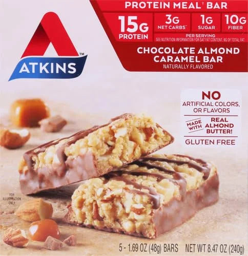 Atkins Chocolate Almond Caramel Bar, Keto-Friendly, Gluten Free with Real Almond Butter, 5 Count (Pack of 1) - Product Image