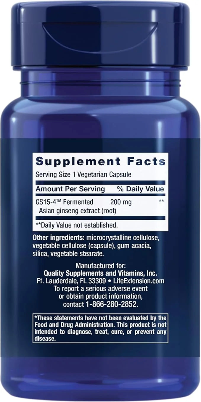 Life Extension Ginseng Energy Boost, Fermented 30 Capsules