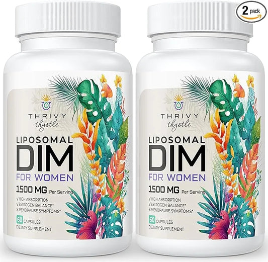 Liposomal DIM Supplement - 1500 mg Women DIM Supplement - Estrogen Supplements Contain Vitamin E, Evening Primrose, Black ...