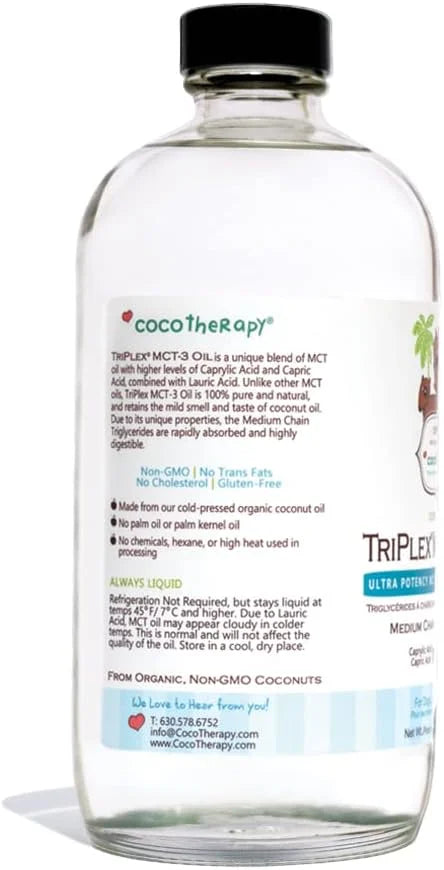 CocoTherapy Triplex MCT-3 Oil, Non-GMO, 100% Pure and Natural, 16 oz. - Product Image
