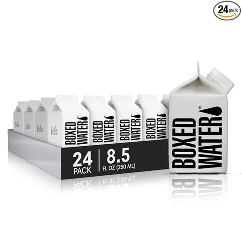 Boxed Water 8.5 oz. (24 Pack) – Purified Drinking Water in 92% Plant-Based Boxes, 100% Recyclable, BPA-Free, Refillable Ca...