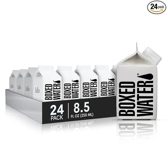 Boxed Water 8.5 oz. (24 Pack) – Purified Drinking Water in 92% Plant-Based Boxes, 100% Recyclable, BPA-Free, Refillable Ca...