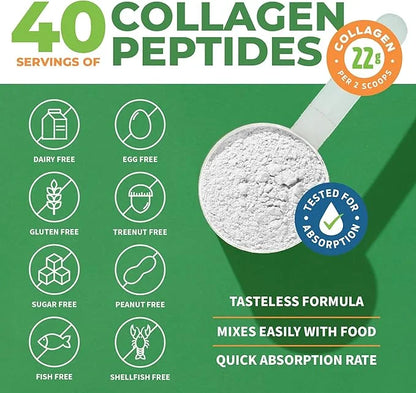 Collagen Peptides Powder Unflavored 1, 2 2 & 3 - 11g Per
