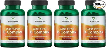 Swanson Vitamin B-Complex w/Vitamin C (100 Capsules) (4 Pack)