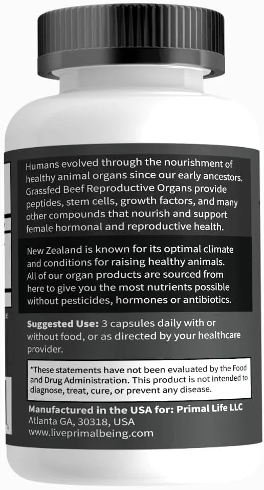 Primal Being Grassfed Beef Female Vitality Supplement- Supports Hormonal Health, Fertility, Inflammation, Energy - 90 Caps...