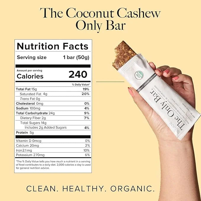 Truvani Plant Based Snack Bars | Coconut Cashew 1 Pack | 5g Protein | USDA Organic and Vegan | The Only Bar | Dairy, Soy, ...