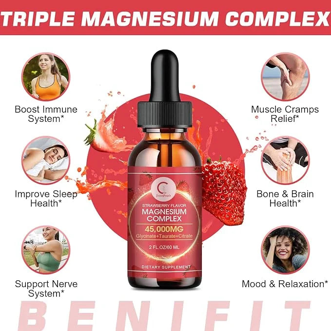 Triple Magnesium Complex Liquid Drops 1,500mg Magnesium B6 for 2 Fl