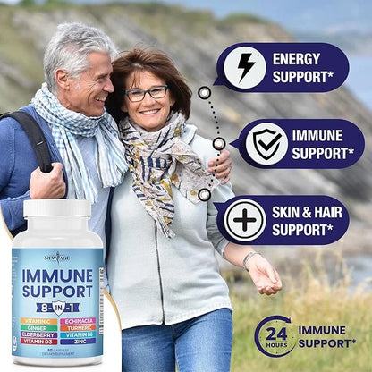 NEW AGE 8 in 1 Immune 50mg, Vitamin 5000 IU, B6, Elderberry (8 in 1 Capsules 3))