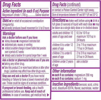 Deal Dave Card + Swan Magnesium Citrate Oral Solution 10 oz, Grape Flavor - Product Image