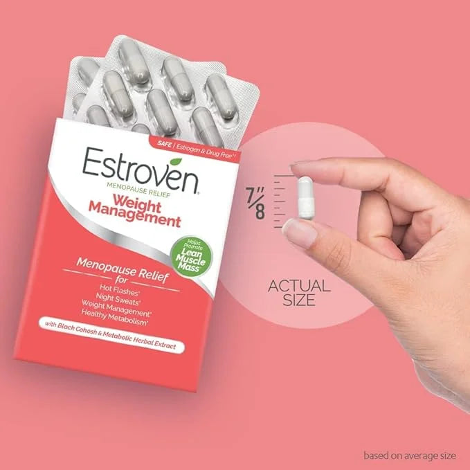 Estroven Weight Management for Menopause Relief - 60 Ct. - Clinically Proven Ingredients Help Manage Weight, Provide Night...