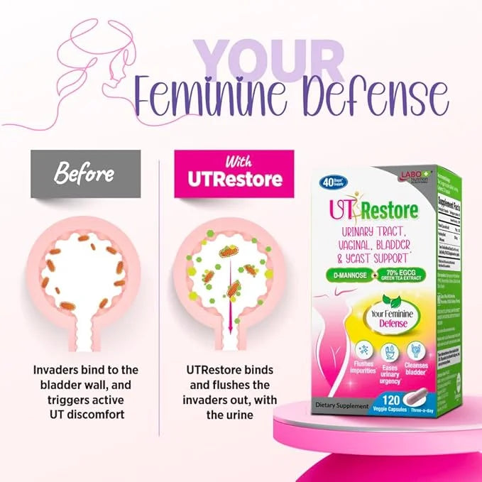LABO Nutrition UTRestore D-Mannose & Green Tea Extract 70% EGCG, Urinary Tract Health for Women, Bladder Support with Vita...