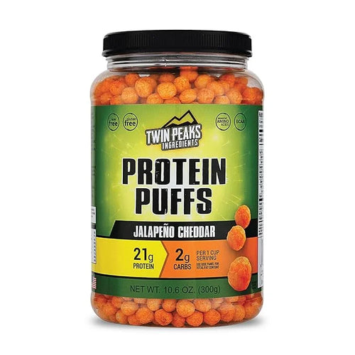 Twin Peaks Protein Puffs - (Jalapeno Cheddar), Keto Friendly, Low Carb Snack (300g, 21g Protein, 2g Net Carbs, High Protei...