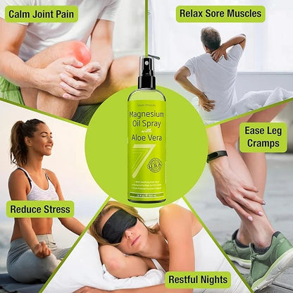Seven Minerals, Magnesium Oil Spray with Aloe Vera - Less Itchy - Use as Magnesium Spray Deodorant - Made in USA - Get Hea...