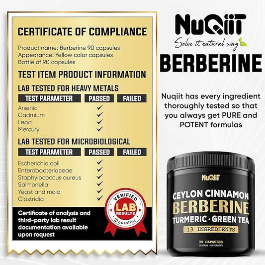 Berberine Supplement 8750mg Turmeric Curcumin 1500mg 1500mg & 90 Capsules 3 Months