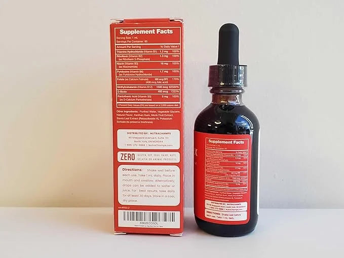 NutraChamps Vitamin B Complex Liquid Drops | B Vitamins Complex Supplement with B1, B2, B3, B6, B7, B9 & Methyl B12 Drops ...