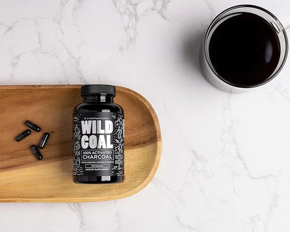 Wild Foods Activated Charcoal Capsules | 100% Organic Coconut Shells Active Tablets for Bloating & Hangover | Lab Tested &...