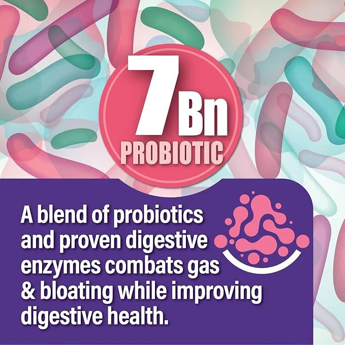 Anti Gas & Bloating Relief for Women and Men 7 Billion CFU – Chewable Probiotics & Lactobacillus Reuteri, Daily Digestive ...