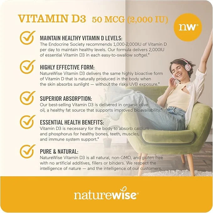 NatureWise Vitamin B Complex Cellular Energy D3 for 1 Year