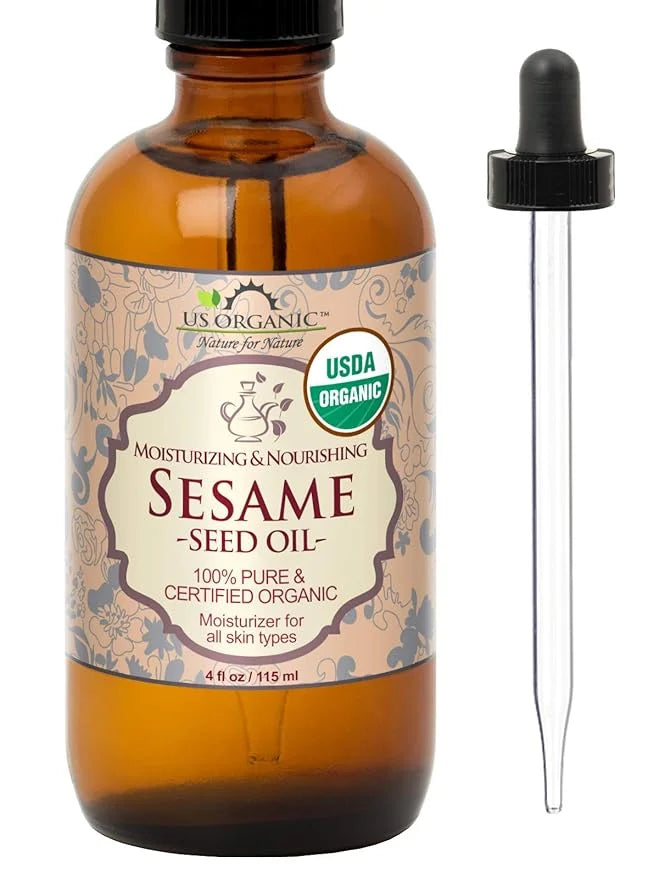 US Organic Sesame Seed Oil, USDA Certified Organic, Untoasted, Unrefined Virgin, 100% Pure & Natural, Cold Pressed, in Amb...