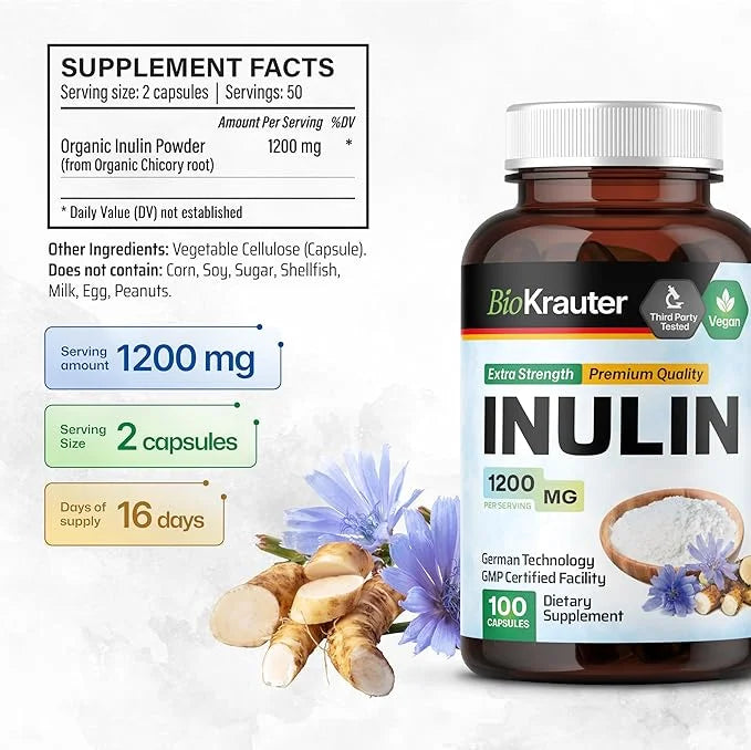 Inulin Powder Capsules 1200mg Chicory 100 Vegan