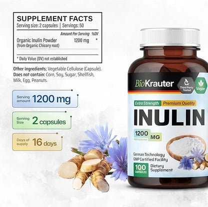 Inulin Powder Capsules 1200mg Chicory 100 Vegan